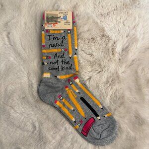Blue Q Womens "I'm A Nerd, And Not The Cool Kind" Crew Socks sz 5-10